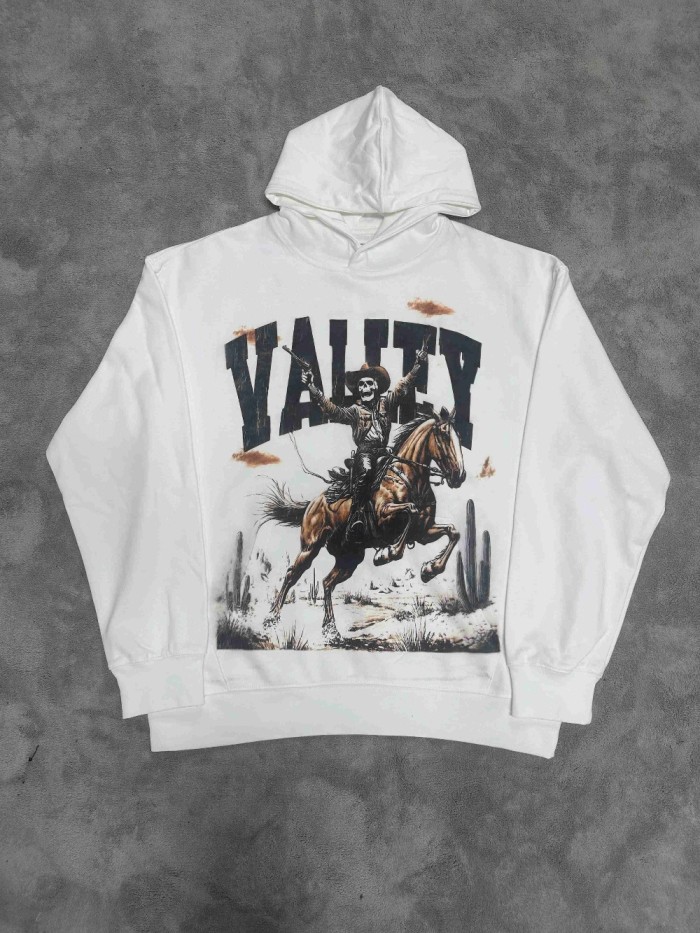 Vale Forever Skeleton cowboy Printed Hoodie