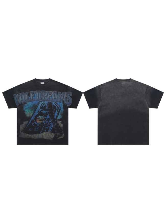 Vale Forever Blue beads string Printed Washed Version Tee