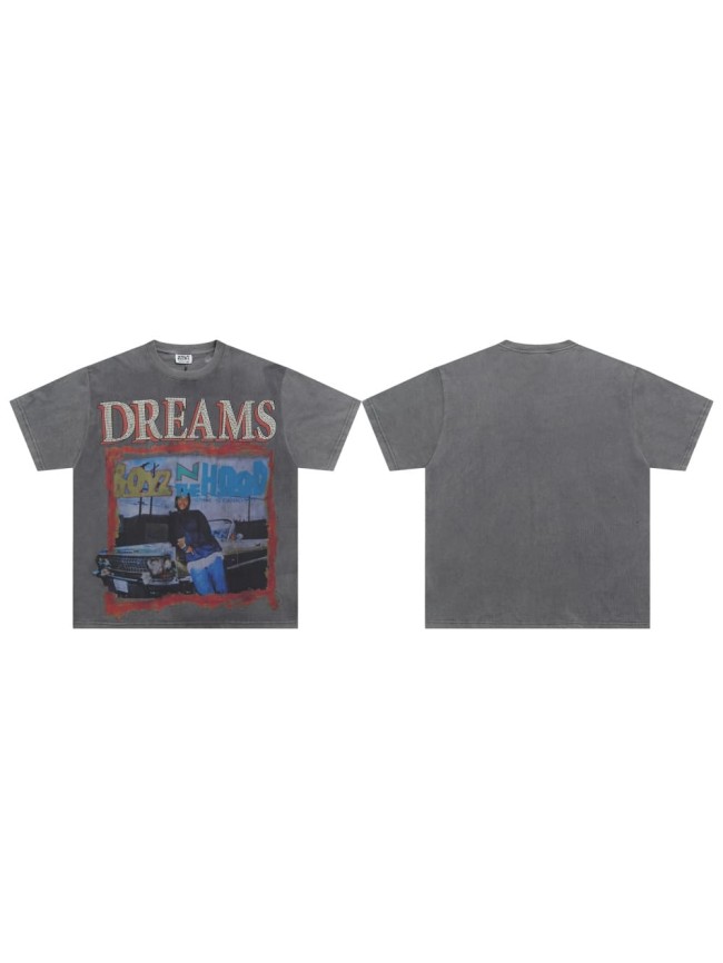 Vale Forever Car Burned diamond Print Washed Version Tee