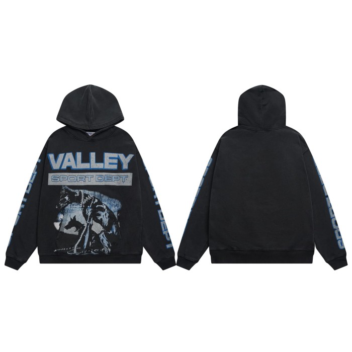 Two Dogs Letter Print Washed Version Hoodie 28523830