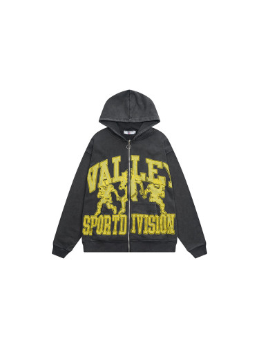 Patterned Letter Embroidered Washed Version Hoodie 2 colors 28523839