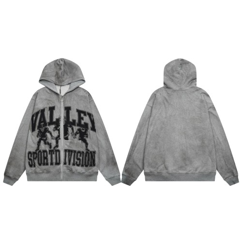 Patterned Letter Embroidered Washed Version Hoodie 2 colors 28523839
