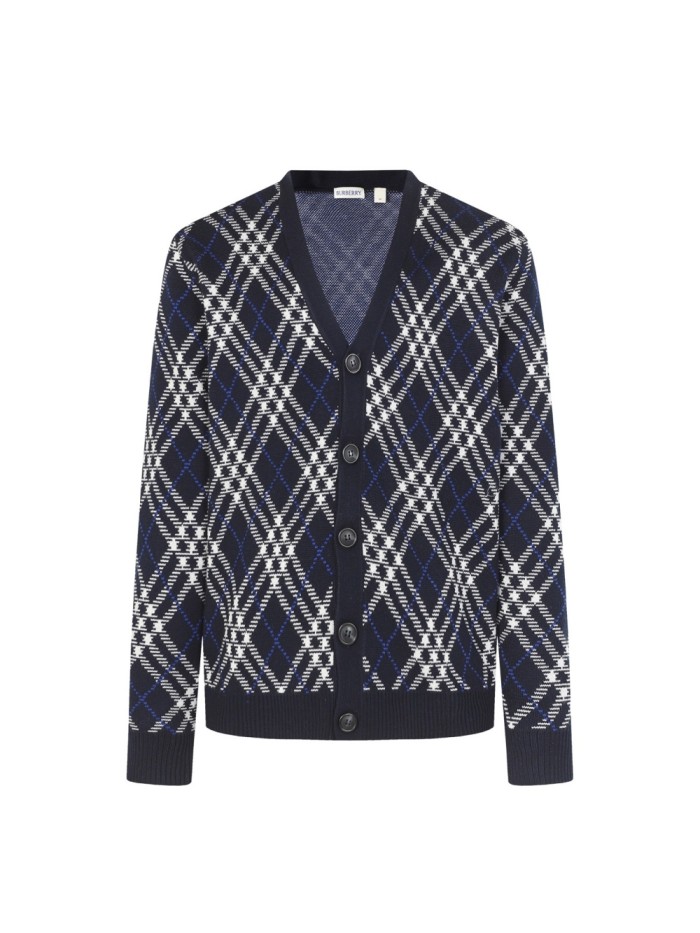 1:1 quality version Diamond Pattern V-neck Cardigan 28531515