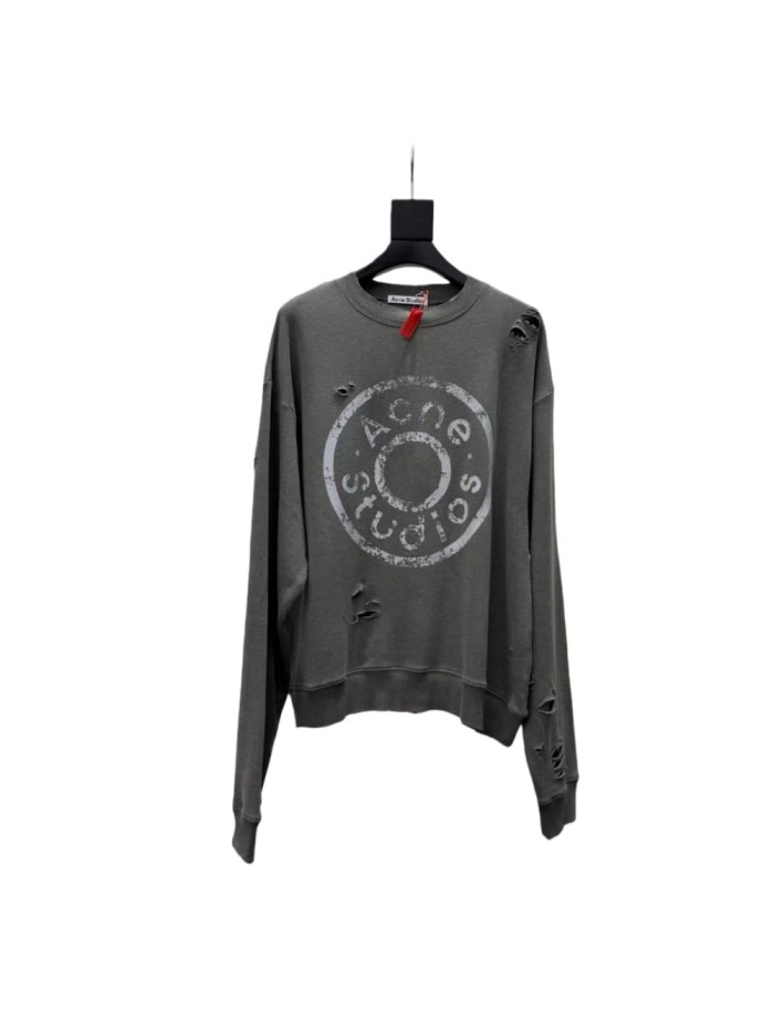 1:1 quality version Vintage Printed Ripped Crew Neck Sweatshirt 2 colors 28531474