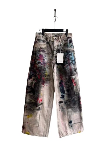 1:1 quality version Splattered Ink Aged 3D Printed Jeans 285314781