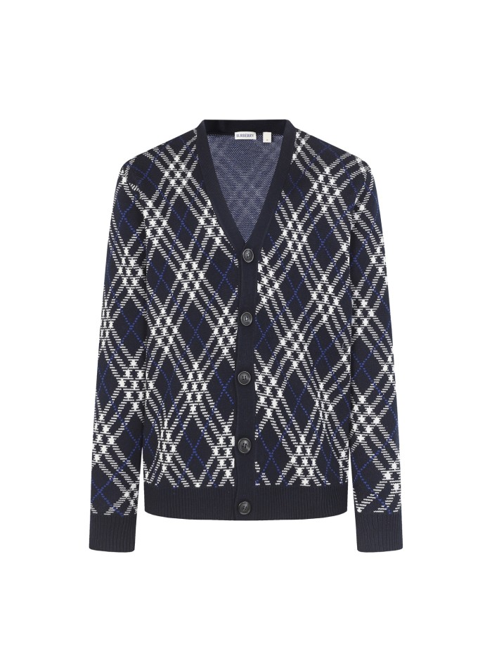 1:1 quality version Diamond Pattern V-neck Cardigan 28531515