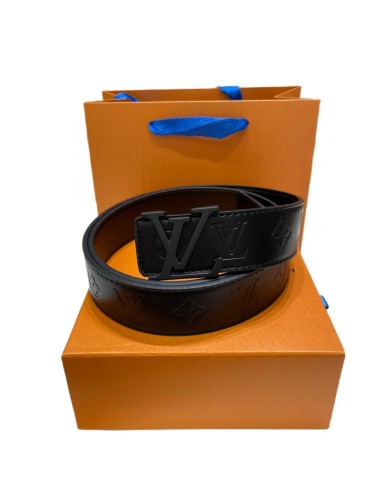 Pure Black Button Fashionable Embossed Leather Belt【Width 3.5 cm】28549008