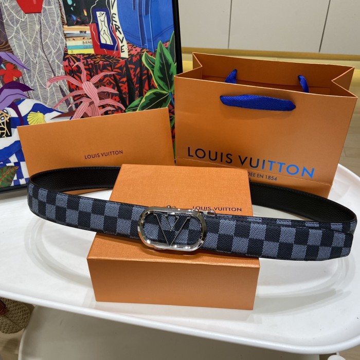 Blue Checkerboard Pattern Waist Belt【Width 3.5 cm】28549009