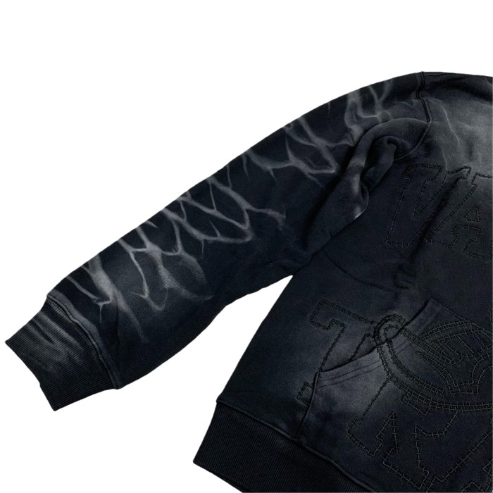 Embroidered Letter Water Ripple Washed Version Hoodie 3 colors 28576623