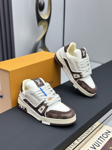 1:1 quality version Trainer Round Toe Lace-Up Low-Top Skate Shoes White Brown Black 28599100