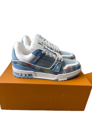 1:1 quality version Trainer Denim Logo Finish Low-Top Sneakers Blue 28599099