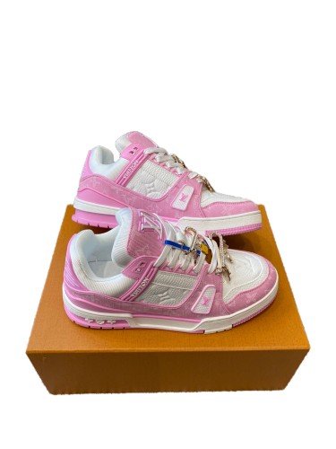 1:1 quality version Trainer Fabric Leather Round Toe Low-Top Sneakers Pink 28599103