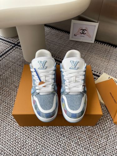 1:1 quality version Trainer Denim Logo Finish Low-Top Sneakers Blue 28599099