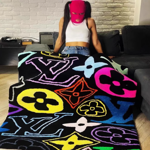 Letter Pattern Floral Rug 28599152