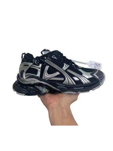 1:1 quality version Runner Thick-Sole Lace-Up Low-Top Sneakers Black/Silver 28621573