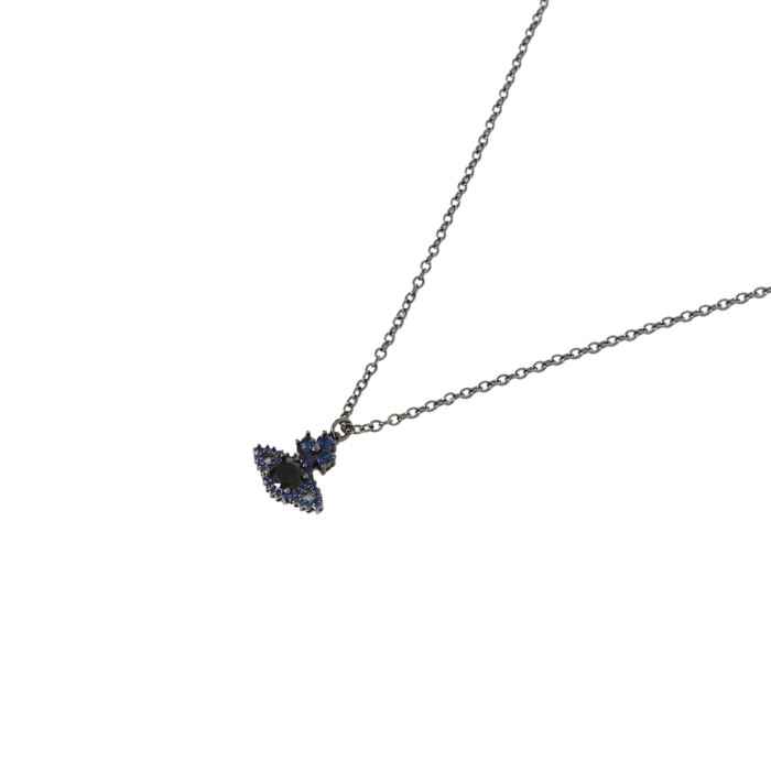 Vintage Indigo Blue Lace Full Diamond Zircon Saturnian Necklace 28622688