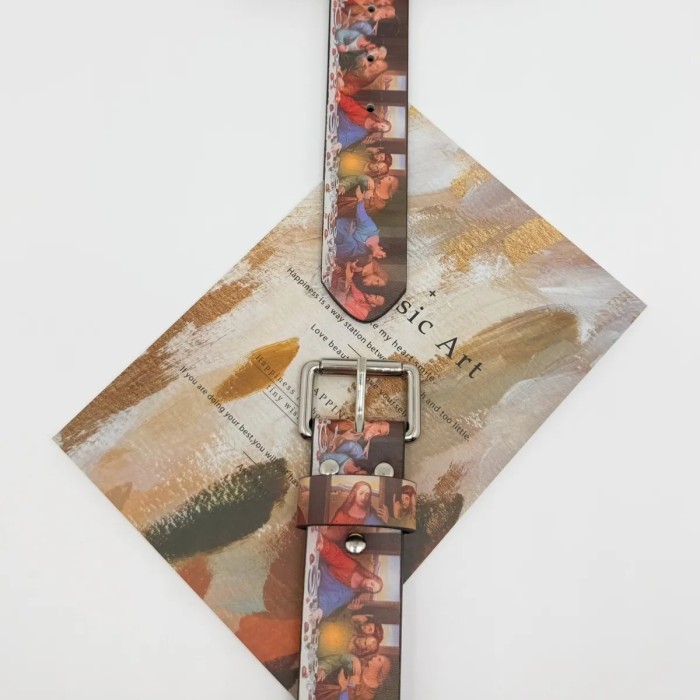 Last Supper Printed Leather Belt 28624631
