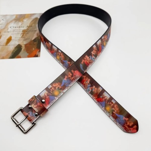 Last Supper Printed Leather Belt 28624631