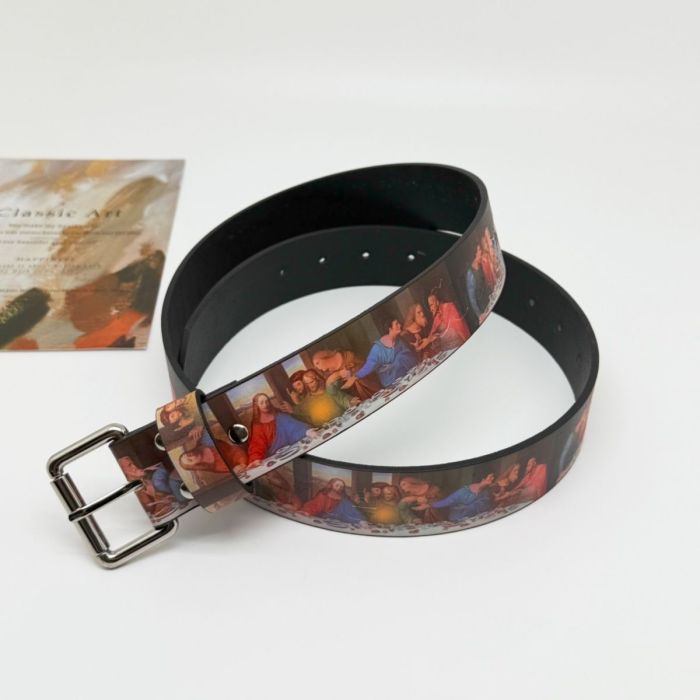 Last Supper Printed Leather Belt 28624631