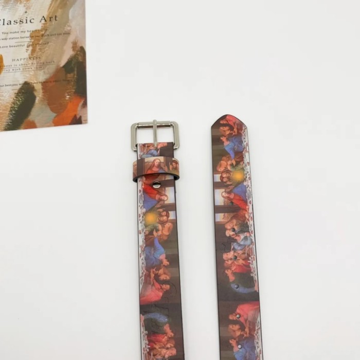 Last Supper Printed Leather Belt 28624631