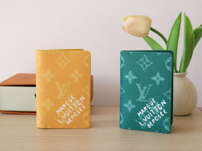 1:1 quality version Multiple logo print Monogram Heritage Coated Canvas Card Holder 8 colors 28636060