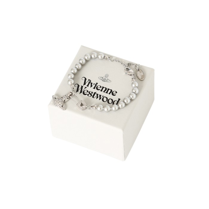 Gray Pearl Brooch Bracelet 28659479