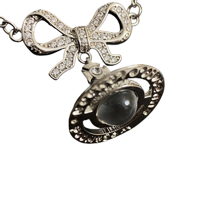 Bowknot Sheer Star Pendant Necklace 28659498