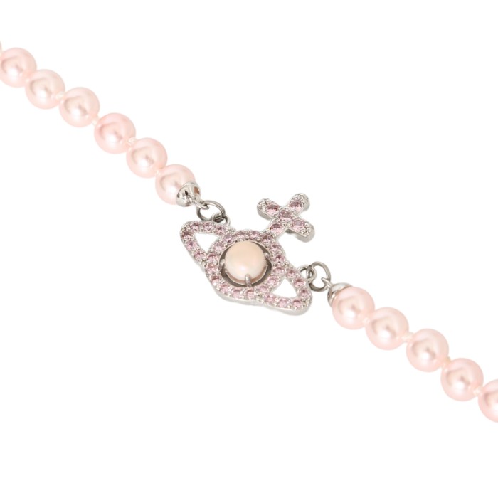 Cross Line Pink Diamond Star Pearl Necklace 28659499