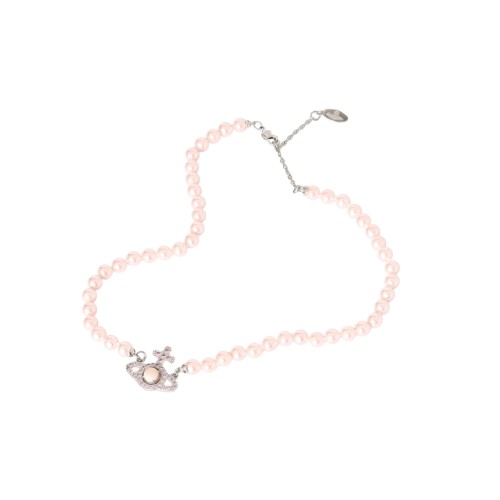 Cross Line Pink Diamond Star Pearl Necklace 28659499