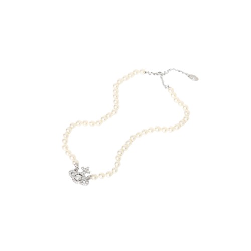 Cross Line Crystal Water Pearl Saturn Necklace 28659502