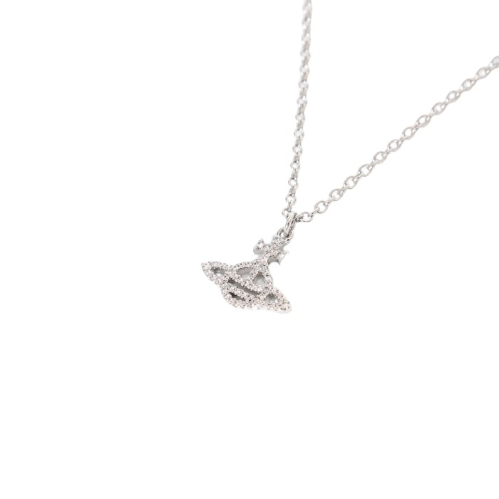 Hollow Line Saturn Full Diamond Necklace 28659492
