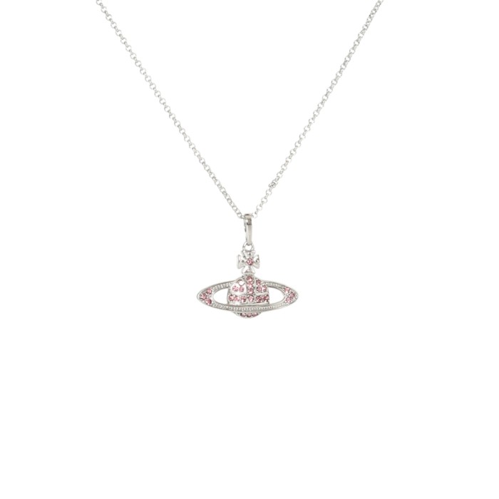 Pink Diamond Saturn Full Diamond Necklace 28659493