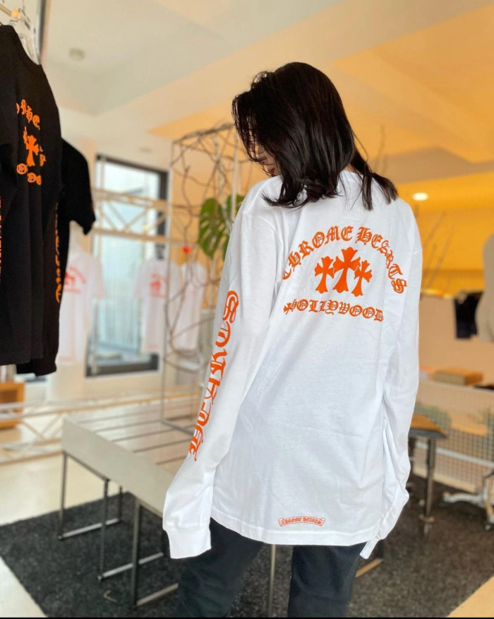 1:1 quality version Orange Logo Print Long Sleeve T-Shirt 2 colors 28673866