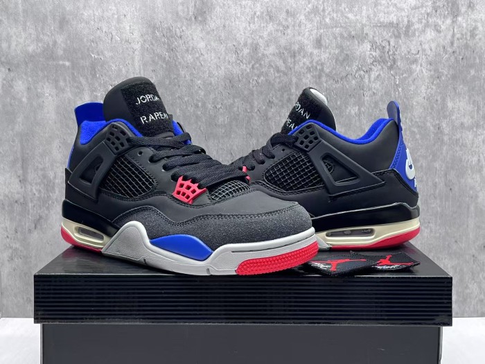  [plus-size shoes] Air @j4 Rare  Air “Laser” Black/Gray Mid-Top Retro Basketball Shoes 28675783