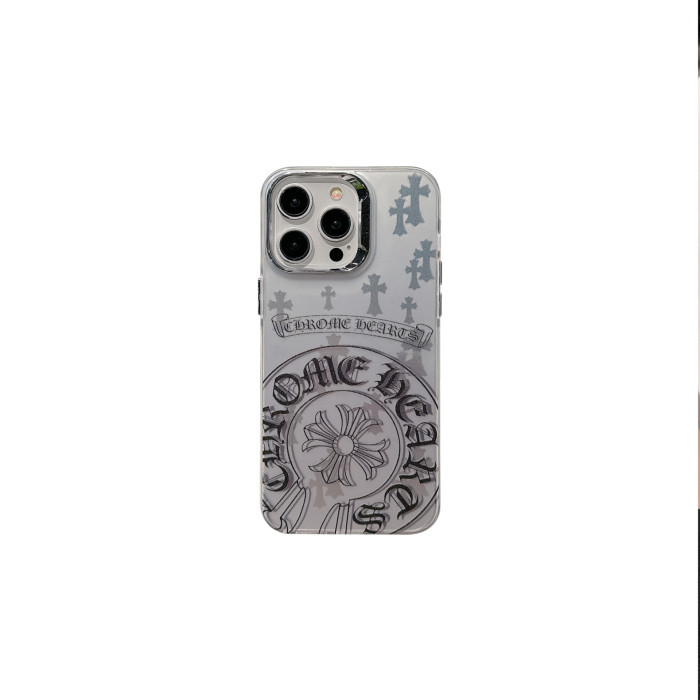 Cross Flower Horsehoe Print Mirror Colored Silver Phone Case 9 colors 28678805