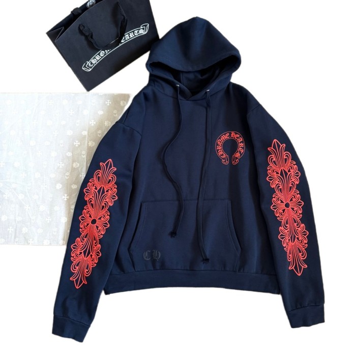 1:1 quality version Red Horseshoe Flower Arm Print Fleece Hoodie 28679121
