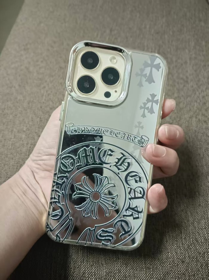 Cross Flower Horsehoe Print Mirror Colored Silver Phone Case 9 colors 28678805