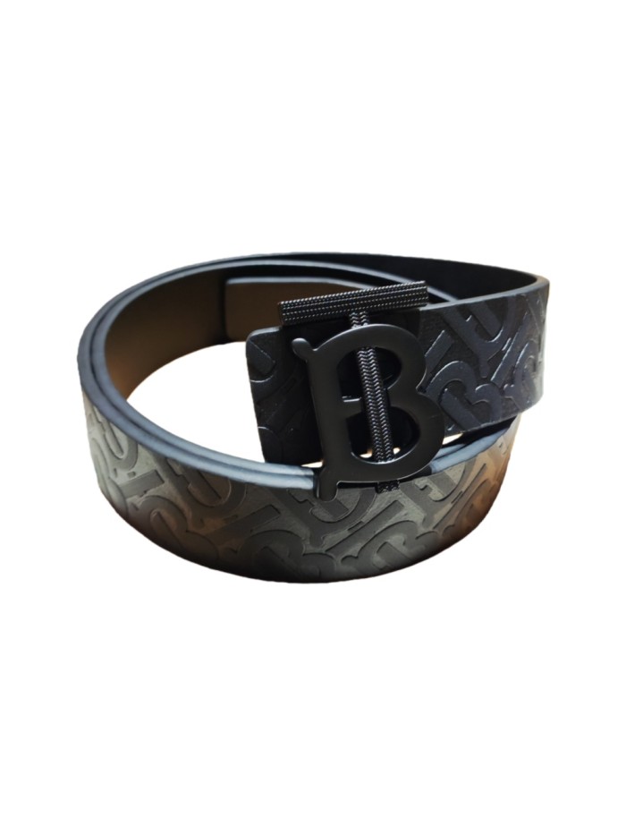 Classic Logo Silver Buckle Embossed Leather Belt【Width 3.5cm】 28678833
