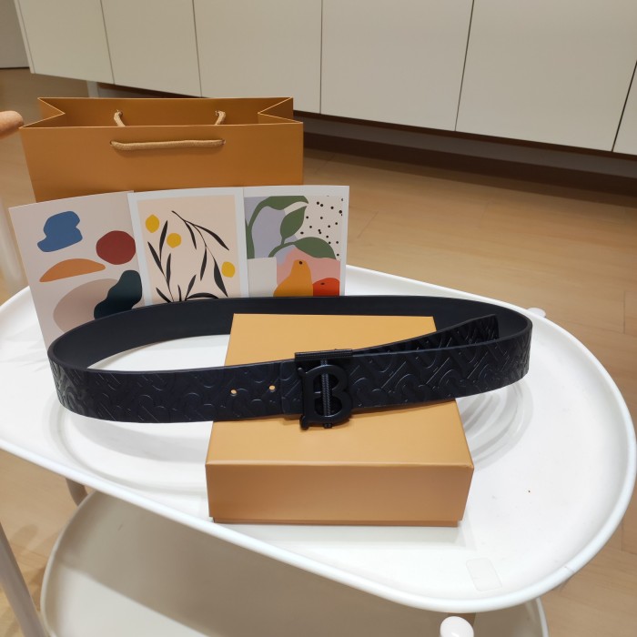 Classic Logo Silver Buckle Embossed Leather Belt【Width 3.5cm】 28678833