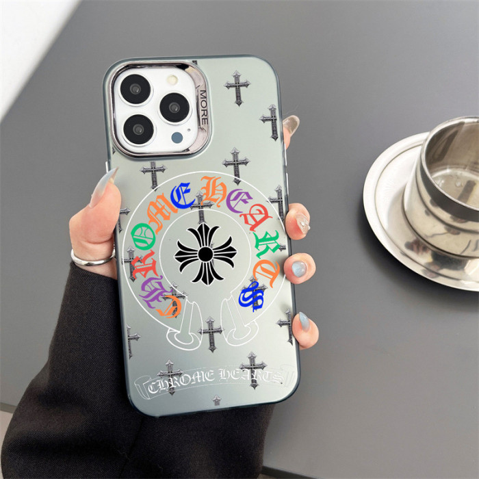 Cross Flower Horsehoe Print Mirror Colored Silver Phone Case 9 colors 28678805