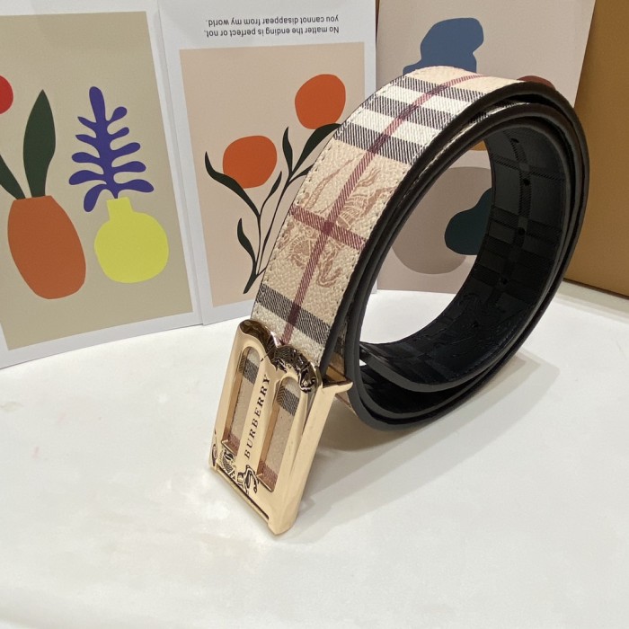 Classic Letter B Buckle Embossed Leather Belt【Width 3.5cm】 28680596