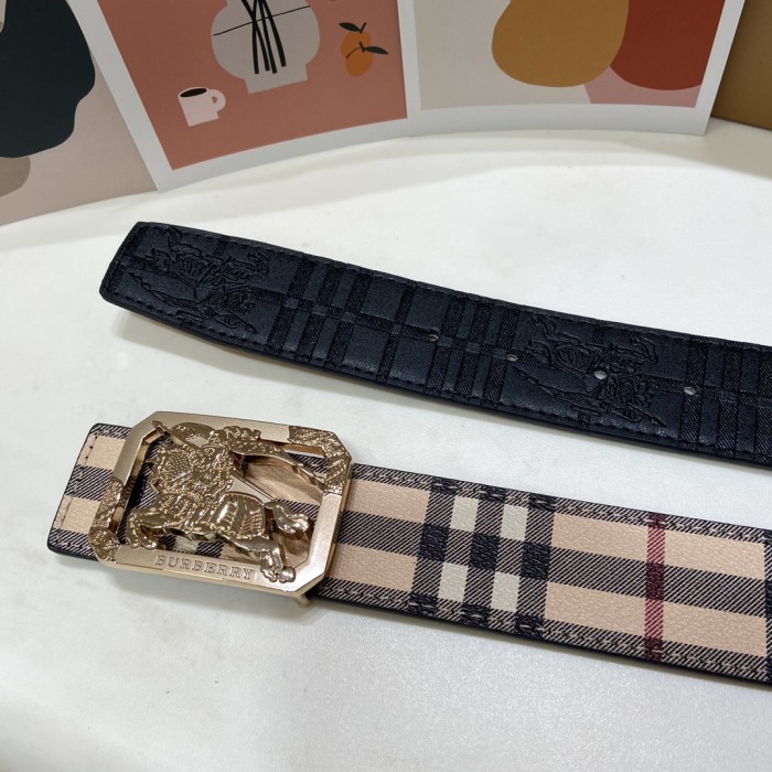Golden Horse Buckle Embossed Belt【Width 3.5cm】 28680597