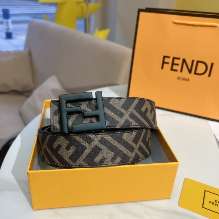 Sandblasted Letter Logo Embossed Leather Belt【Width 3.5cm】 28680600