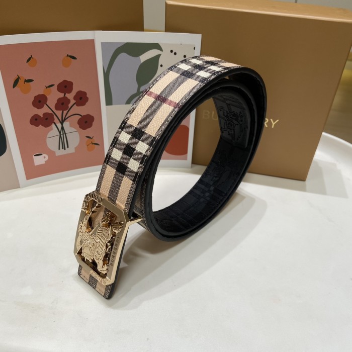 Golden Horse Buckle Embossed Belt【Width 3.5cm】 28680597