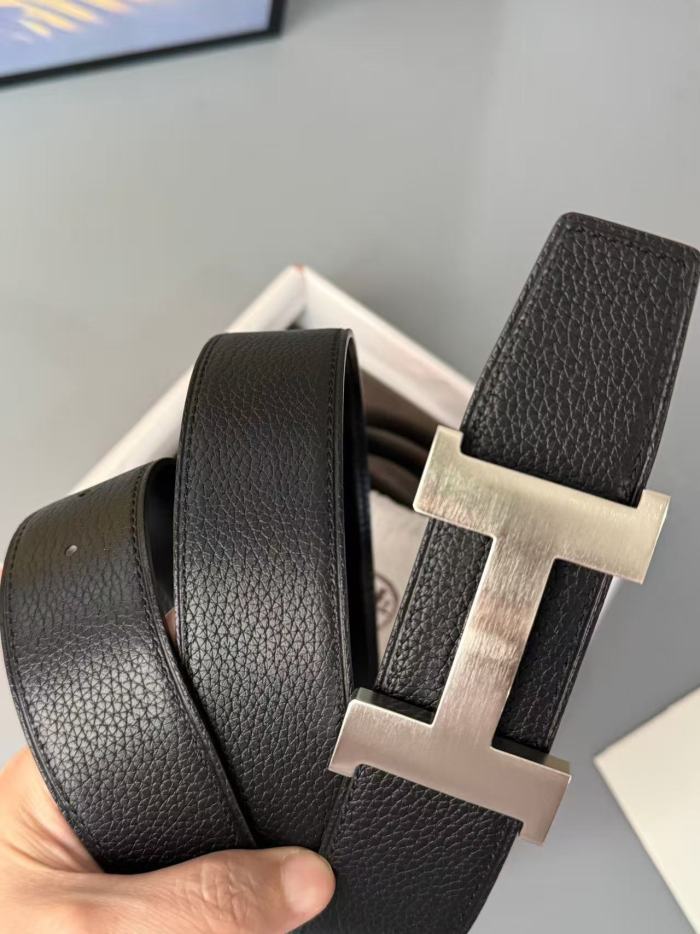 1:1 quality version H logo lychee-patterned cowhide belt【Width 3.0 cm】28681100
