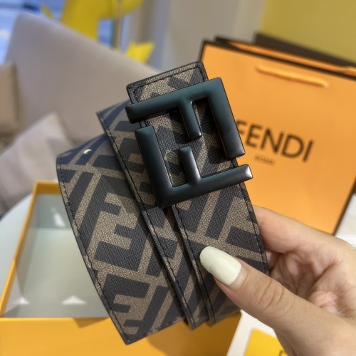 Sandblasted Letter Logo Embossed Leather Belt【Width 3.5cm】 28680600