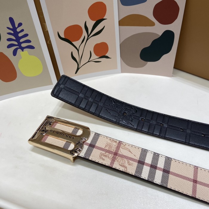 Classic Letter B Buckle Embossed Leather Belt【Width 3.5cm】 28680596
