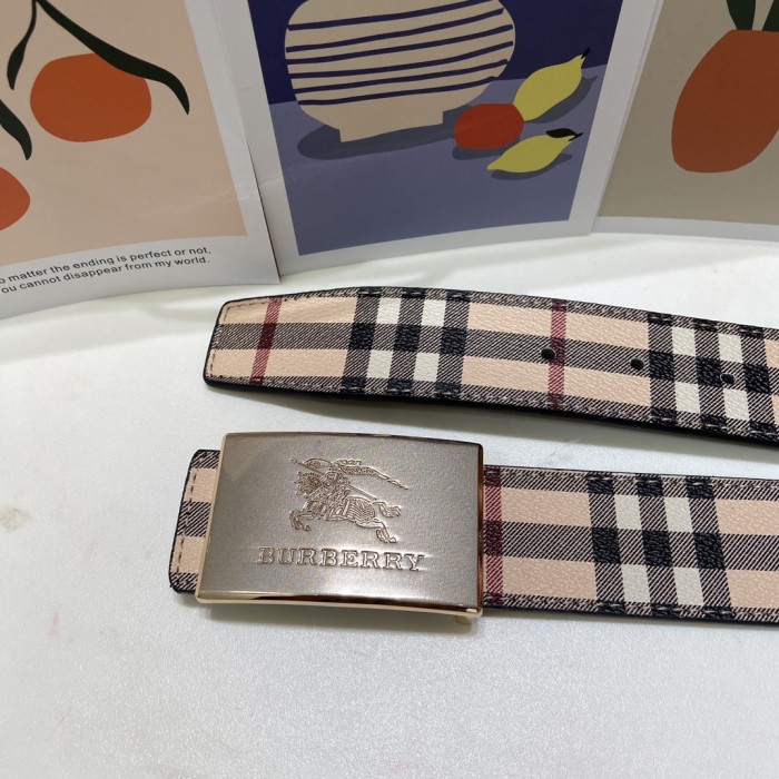 Classic Plaid Embossed Leather Belt【Width 3.5cm】 28680595