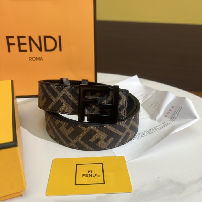 Sandblasted Letter Logo Embossed Leather Belt【Width 3.5cm】 28680600