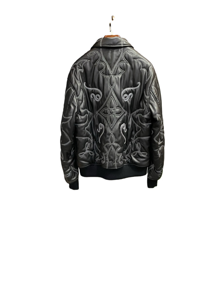 1:1 quality version Genuine Sheepskin Embroidered Leather Jacket 28685169